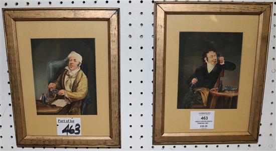 Pair of seated gents drinking and Rowlandson print(-)